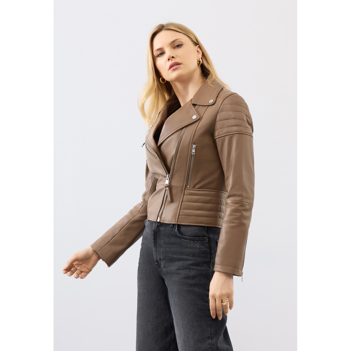 Bolongaro Trevor Jasmine Biker Lederjacke braun