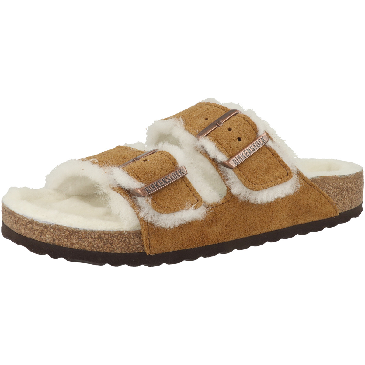 Birkenstock Arizona Lammfell Veloursleder Sandale normal hellbraun