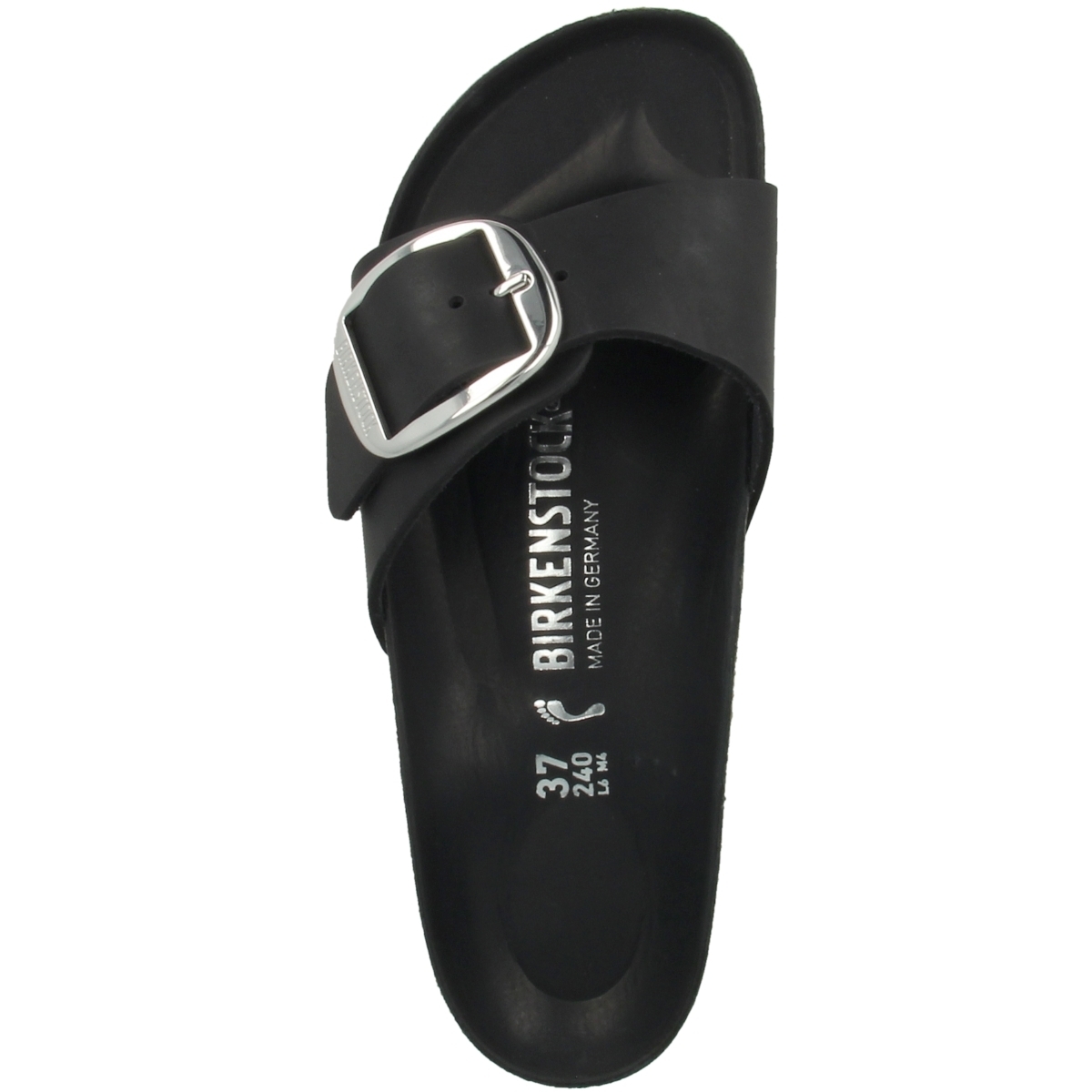 Birkenstock Madrid Big Buckle geöltes Nubukleder Sandale schmal  schwarz