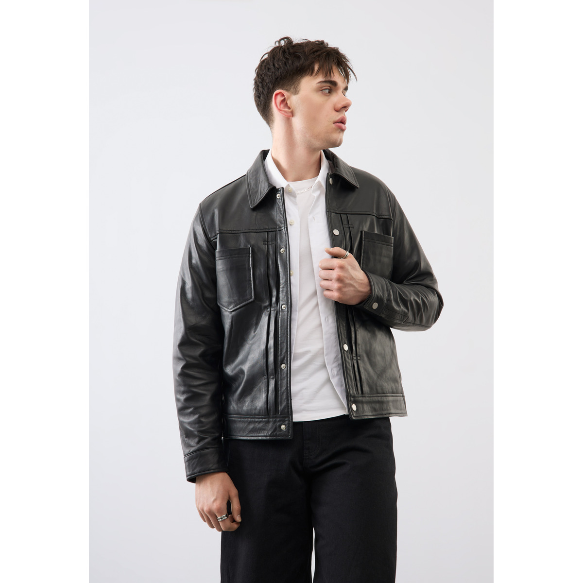 Bolongaro Trevor Felix Trucker Lederjacke schwarz