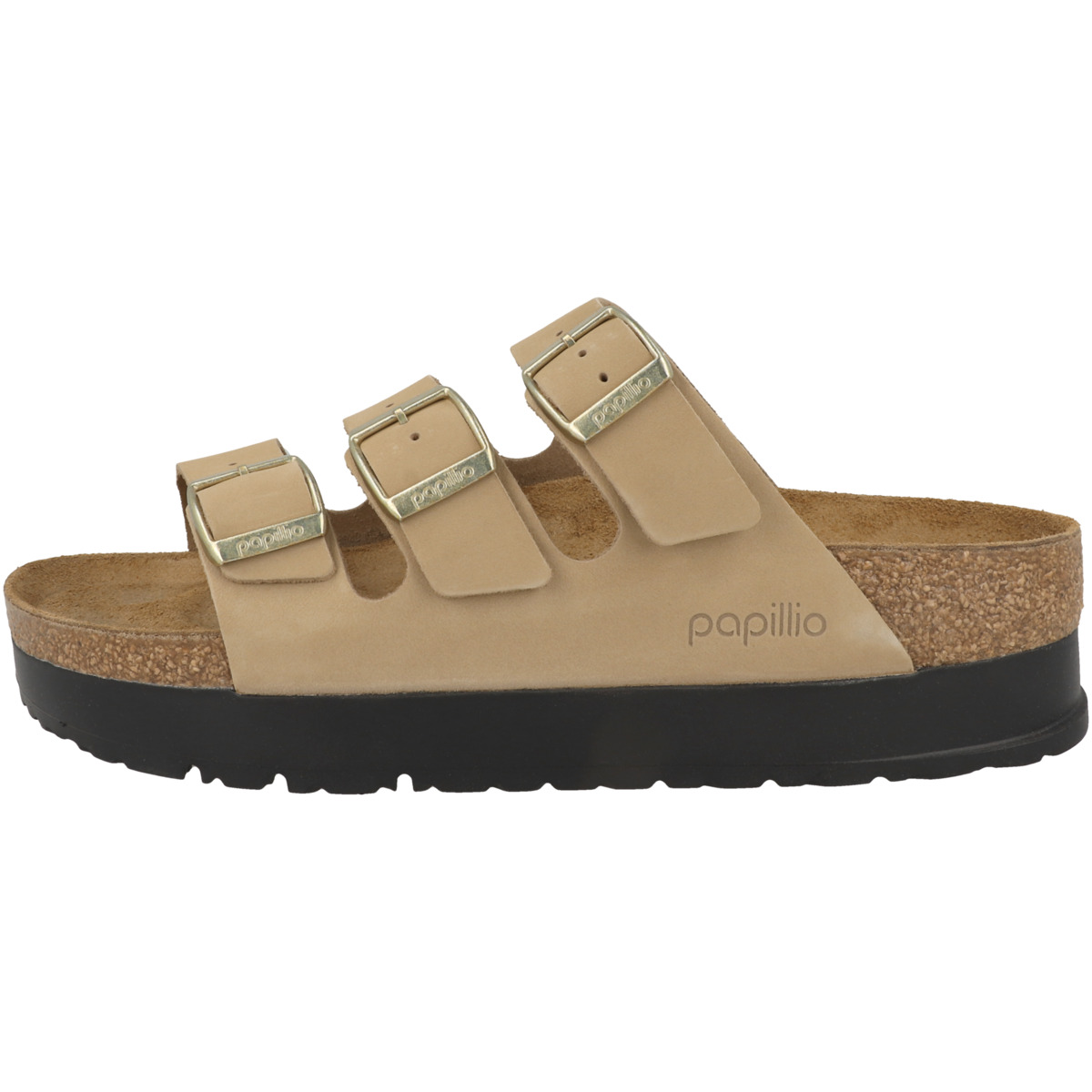 Birkenstock Papillio Florida III Flex Platform Nubukleder Sandale schmal beige
