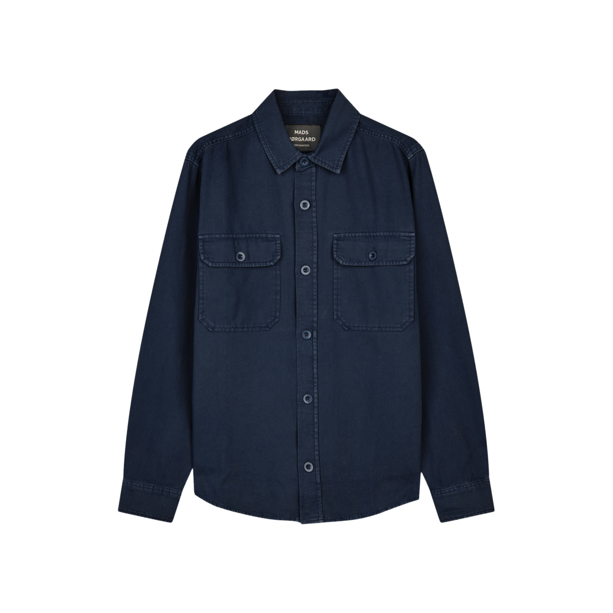 Mads Norgaard Dyed Canvas Skyler Langarmhemd dunkelblau