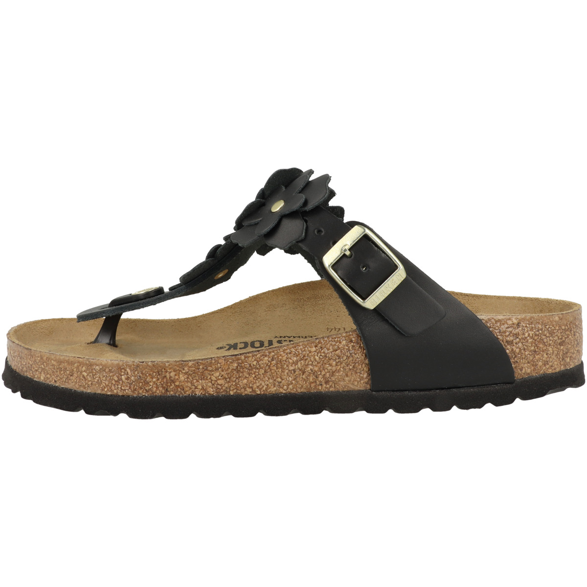 Birkenstock Gizeh Flowers Naturleder Zehensandale normal schwarz