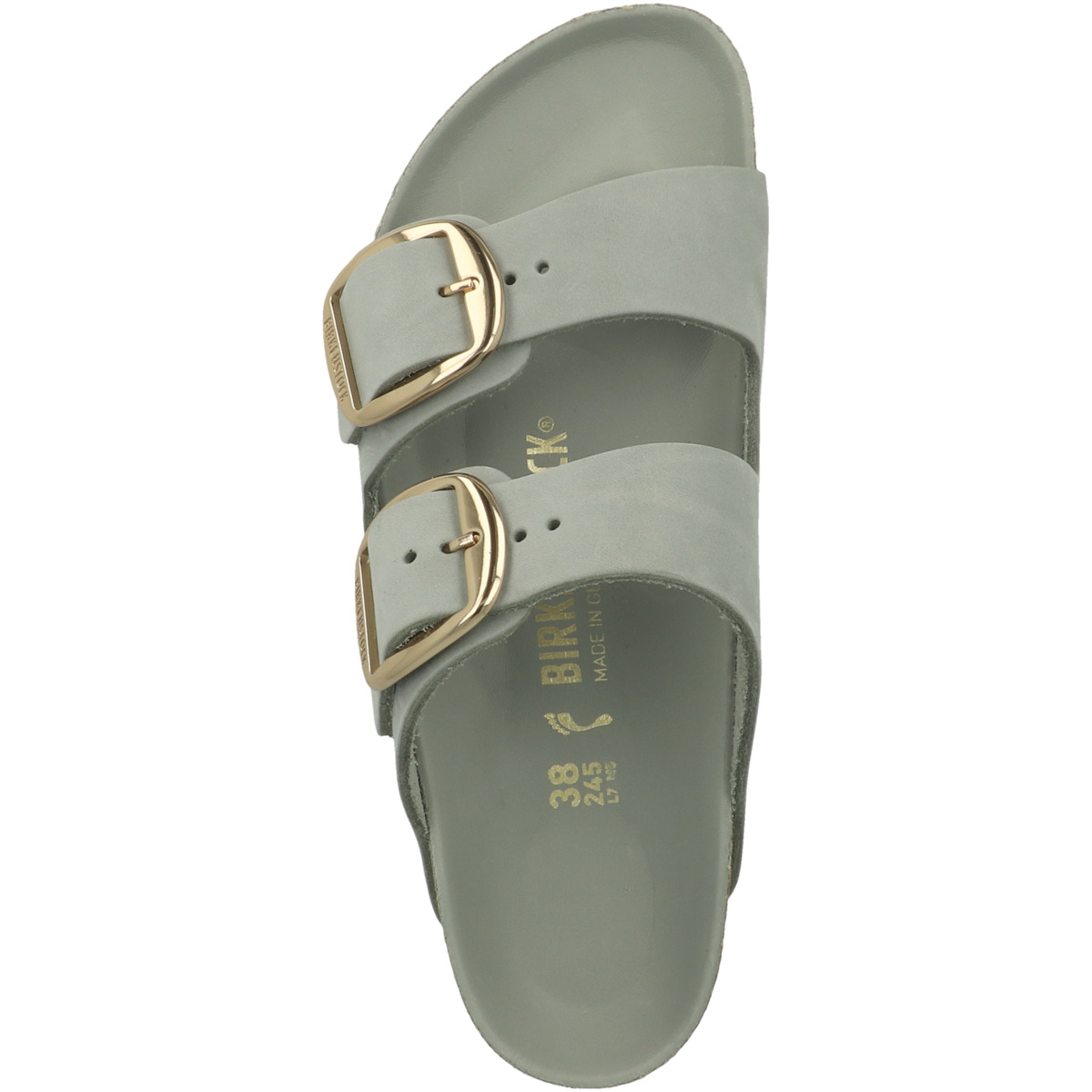 Birkenstock Arizona Big Buckle Geöltes Nubukleder Sandale schmal hellgruen