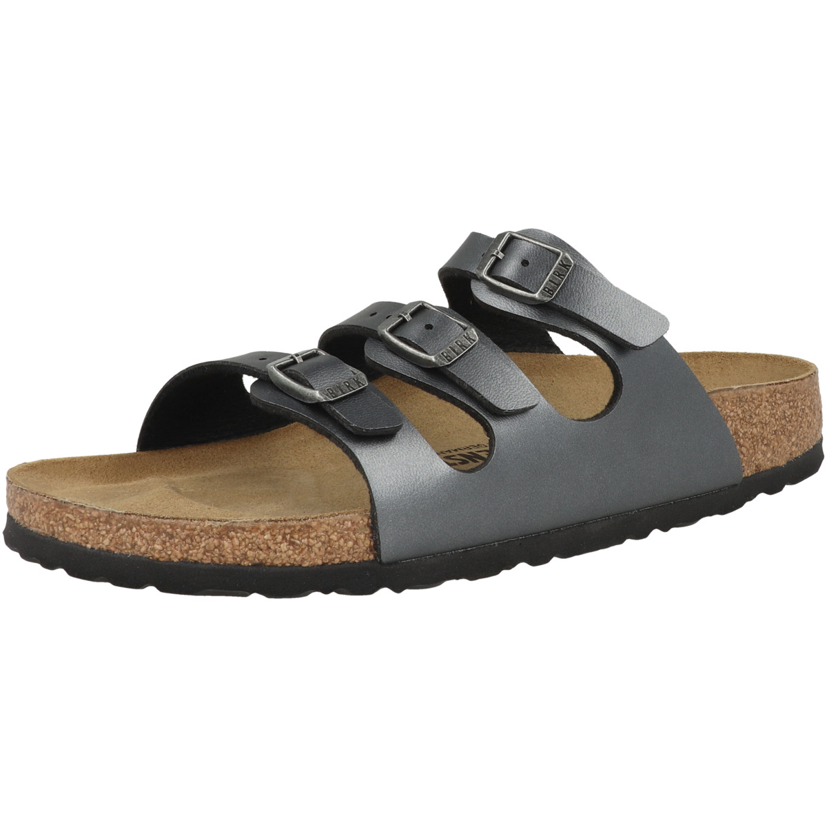 Birkenstock Florida Birko-Flor Metallic Sandale schmal schwarz