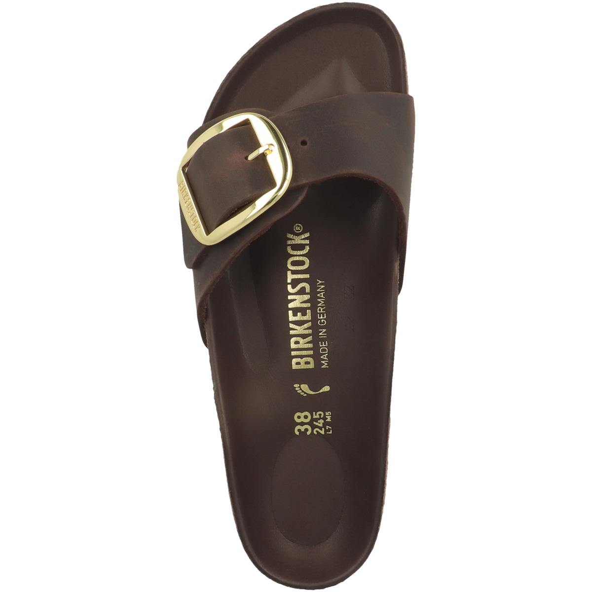 Birkenstock Madrid Big Buckle geöltes Nubukleder Sandale schmal dunkelbraun