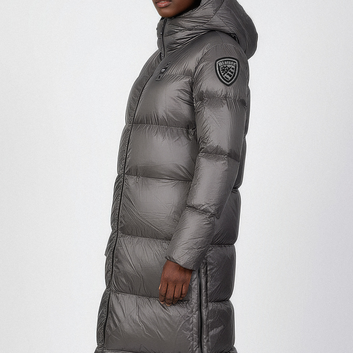 Blauer Celia Daunenmantel dunkelgrau