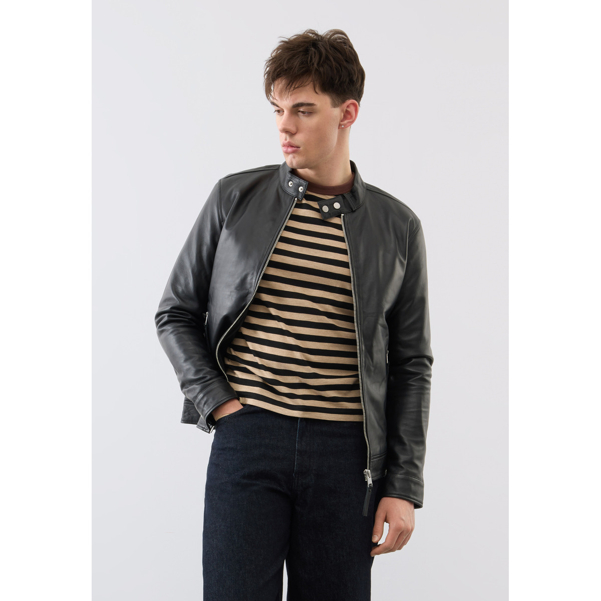 Bolongaro Trevor Classic Racer Lederjacke schwarz