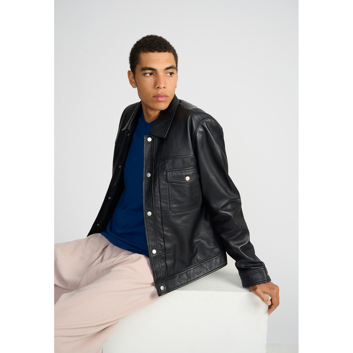 Bolongaro Trevor Carlos Trucker Lederjacke schwarz