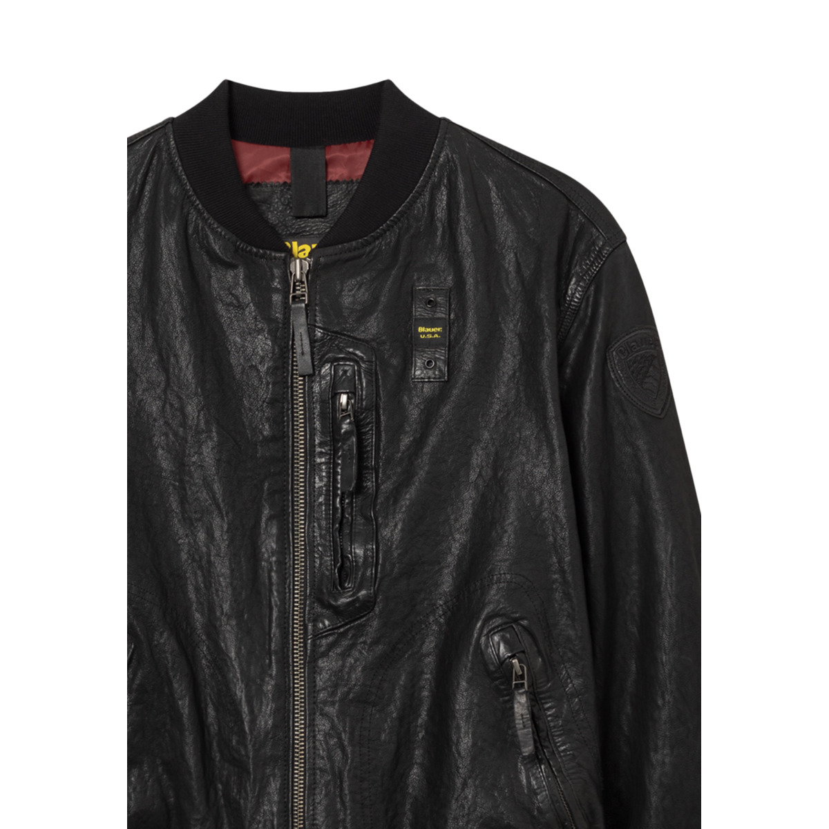 Blauer Faulkner Lederjacke schwarz