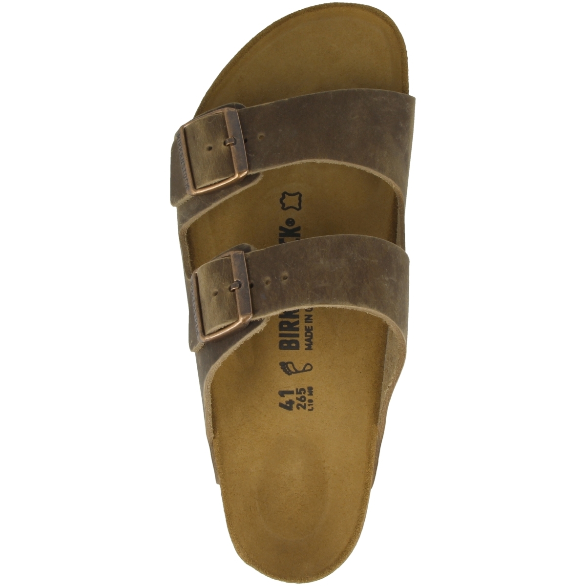 Birkenstock Arizona geöltes Nubukleder Sandale schmal braun