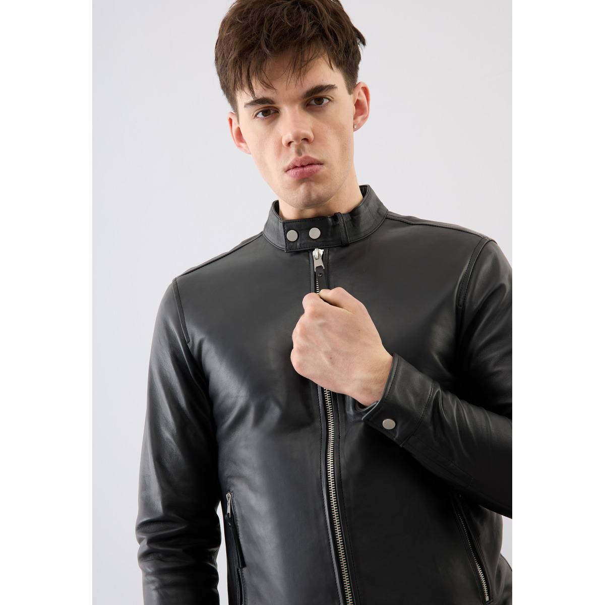 Bolongaro Trevor Classic Racer Lederjacke schwarz