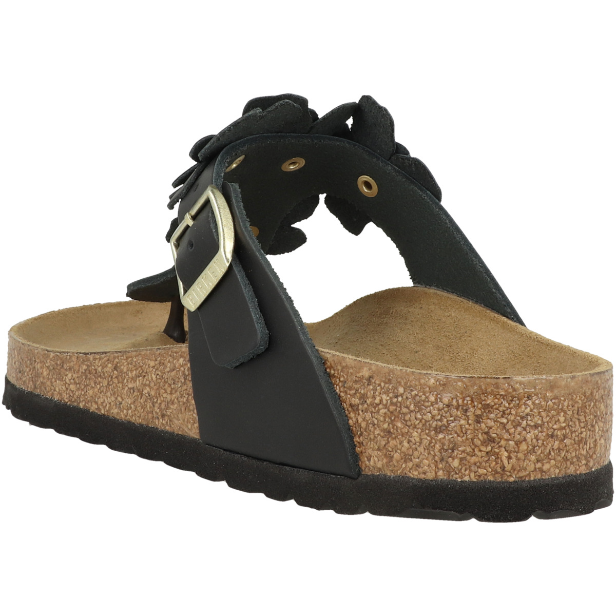 Birkenstock Gizeh Flowers Naturleder Zehensandale normal schwarz