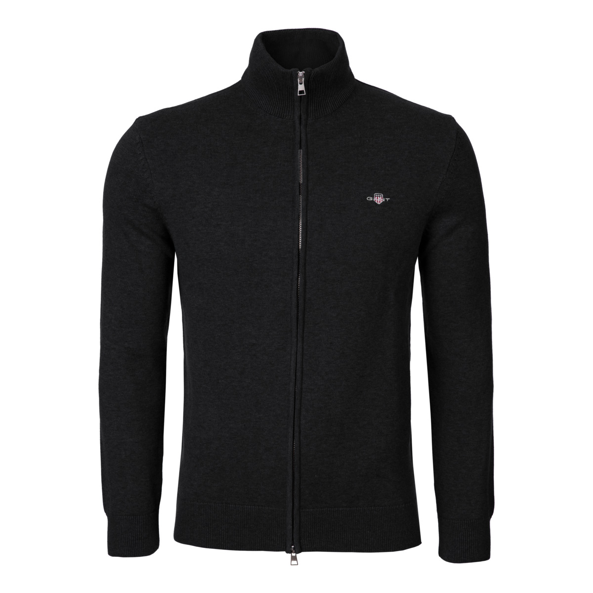 GANT Casual Cotton Zip Cardigan Strickjacke schwarz