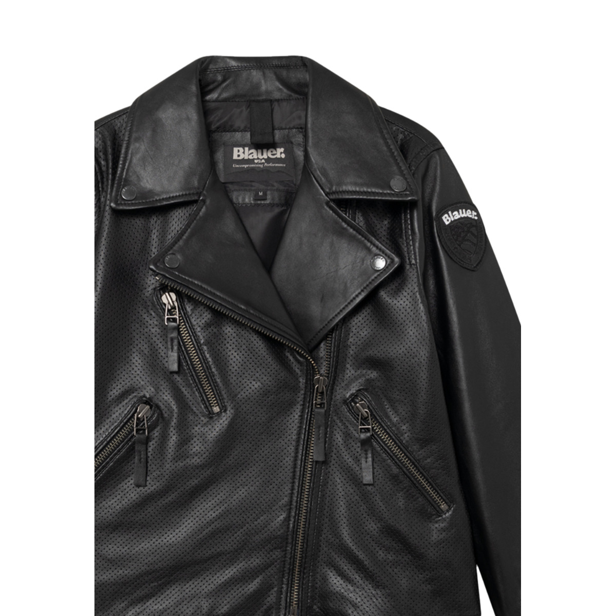Blauer Jenkins Lederjacke schwarz