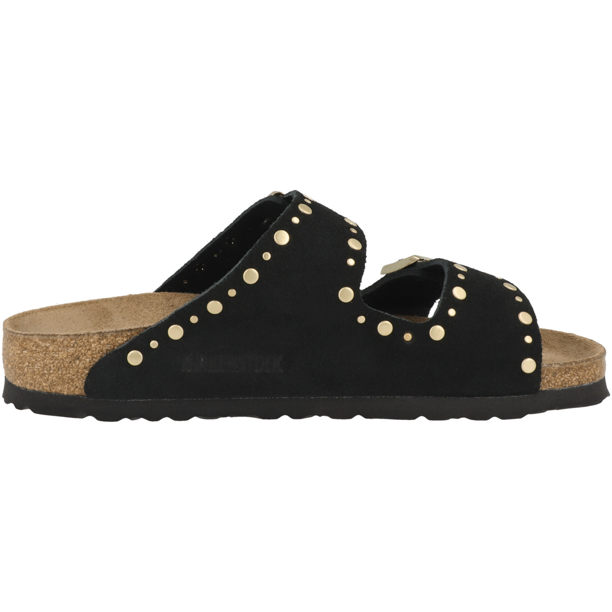 Birkenstock Arizona Rivet Veloursleder Sandale schmal schwarz