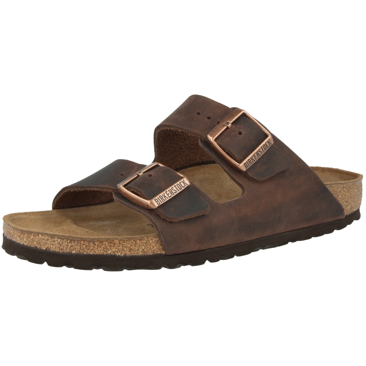 Birkenstock Arizona geöltes Nubukleder Sandale schmal braun