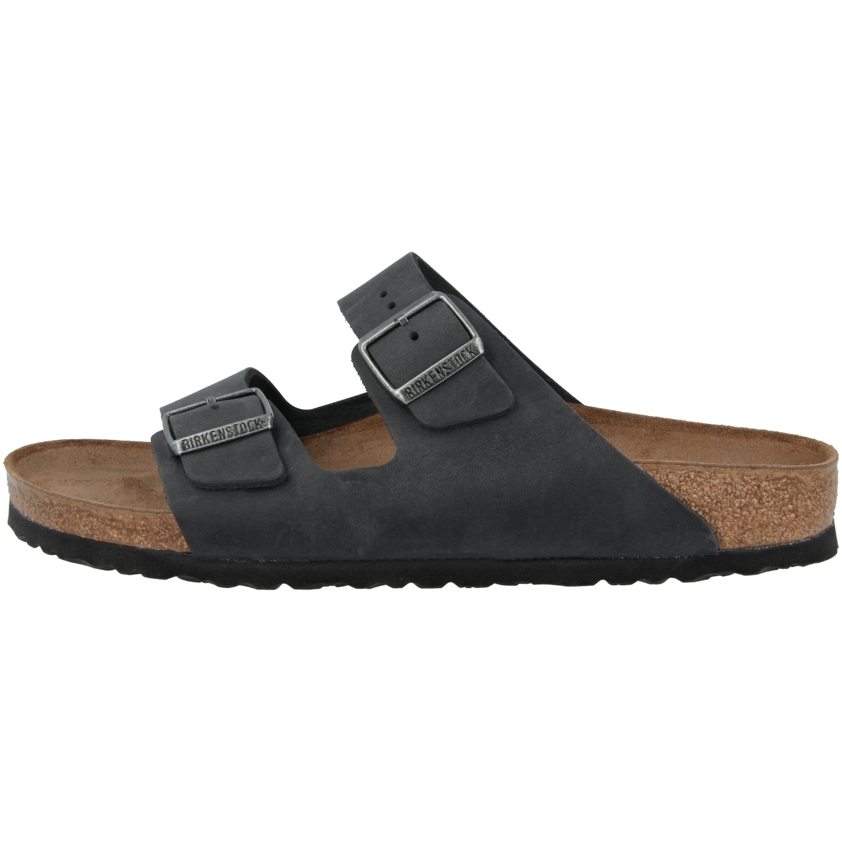 Birkenstock Arizona geöltes Nubukleder Sandale schmal schwarz