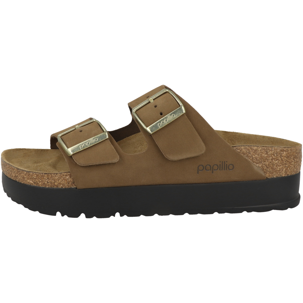 Birkenstock Papillio Arizona Flex Platform Nubukleder Sandale schmal braun