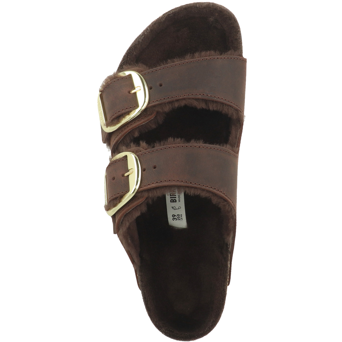 Birkenstock Arizona Big Buckle Lammfell geöltes Nubukleder Sandale normal dunkelbraun