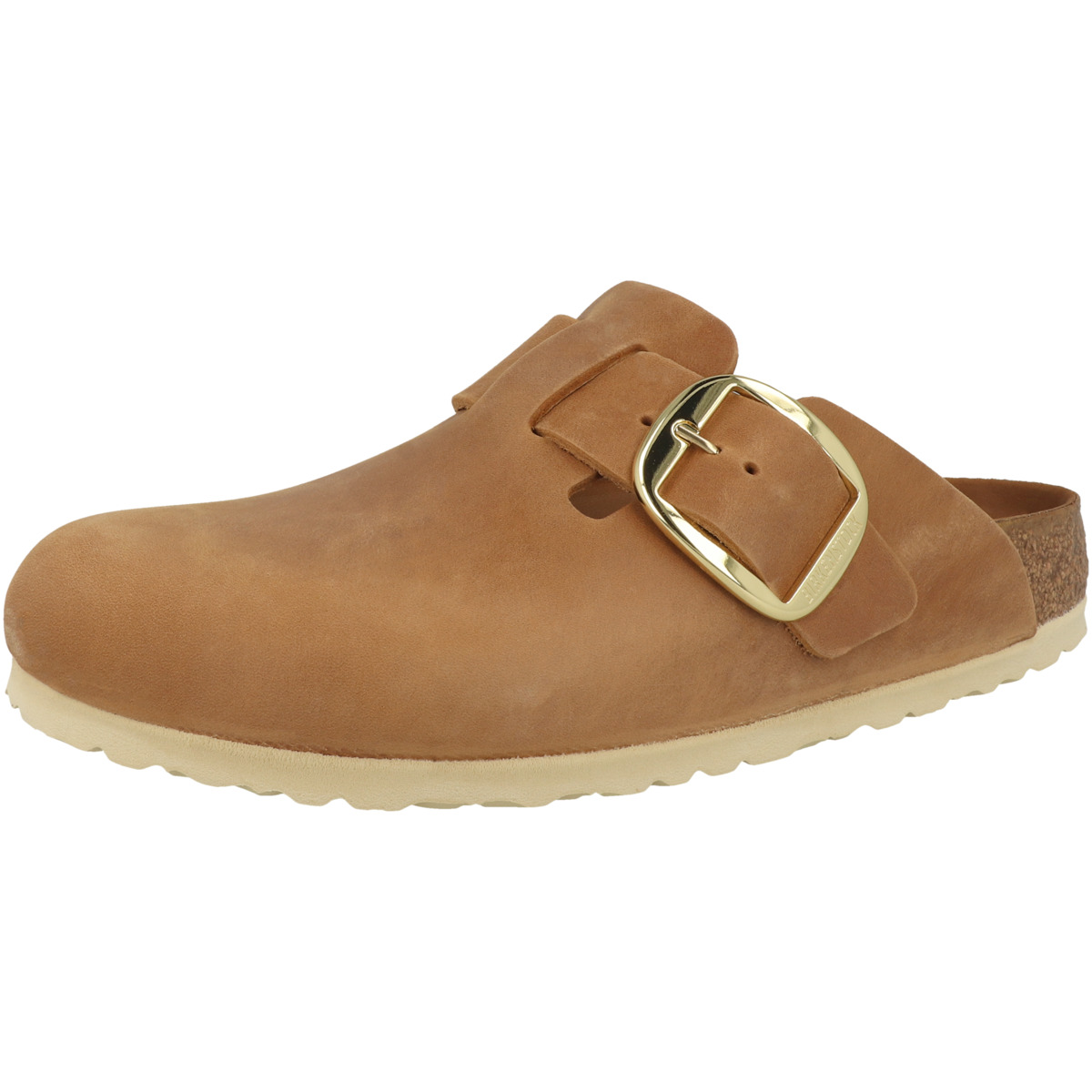 Birkenstock Boston Big Buckle Nubukleder geölt Clogs schmal braun