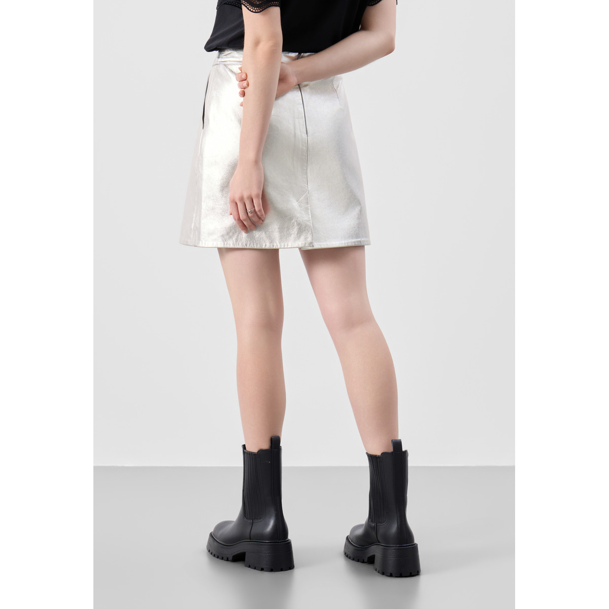 Bolongaro Trevor Heather Mini Skirt Lederrock silber