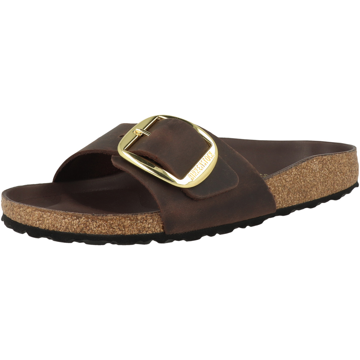 Birkenstock Madrid Big Buckle geöltes Nubukleder Sandale schmal dunkelbraun