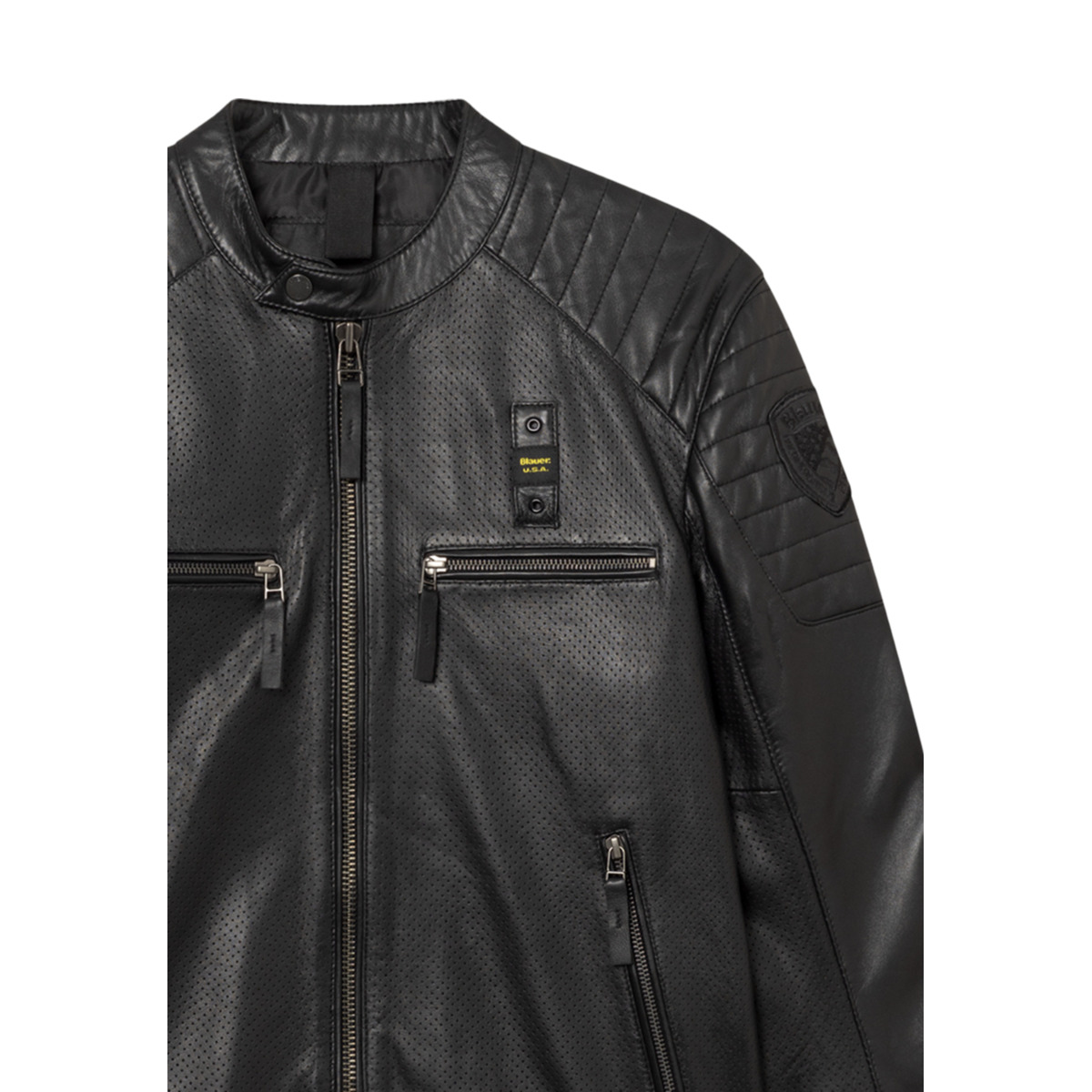 Blauer Crossland Lederjacke schwarz
