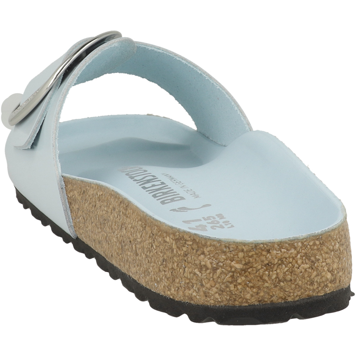 Birkenstock Madrid Big Buckle Naturleder Lack Sandale schmal hellblau