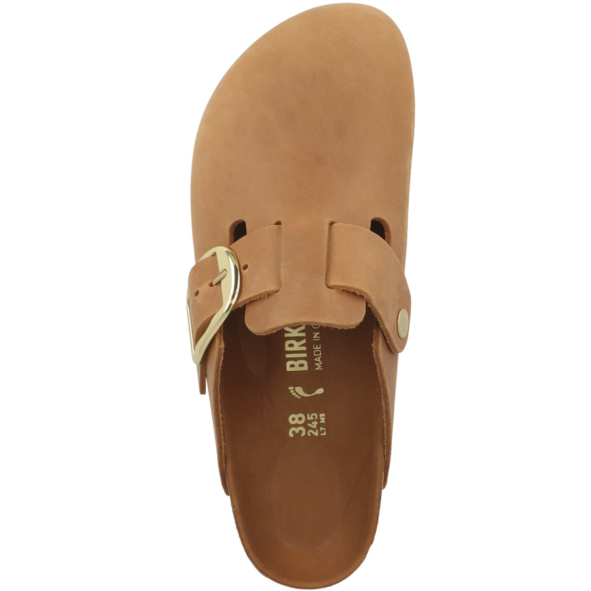 Birkenstock Boston Big Buckle Nubukleder geölt Clogs schmal braun