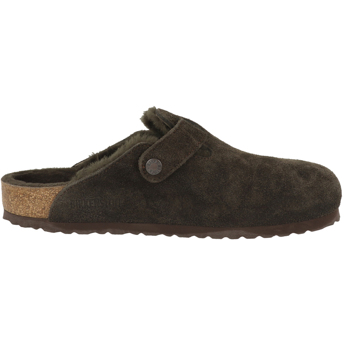 Birkenstock Boston Lammfell Veloursleder Clogs normal dunkelbraun