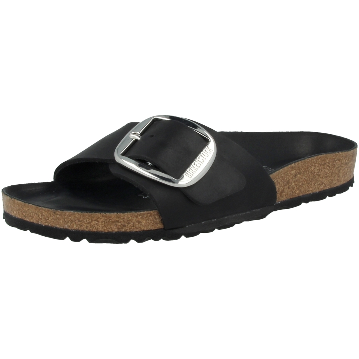 Birkenstock Madrid Big Buckle geöltes Nubukleder Sandale schmal  schwarz