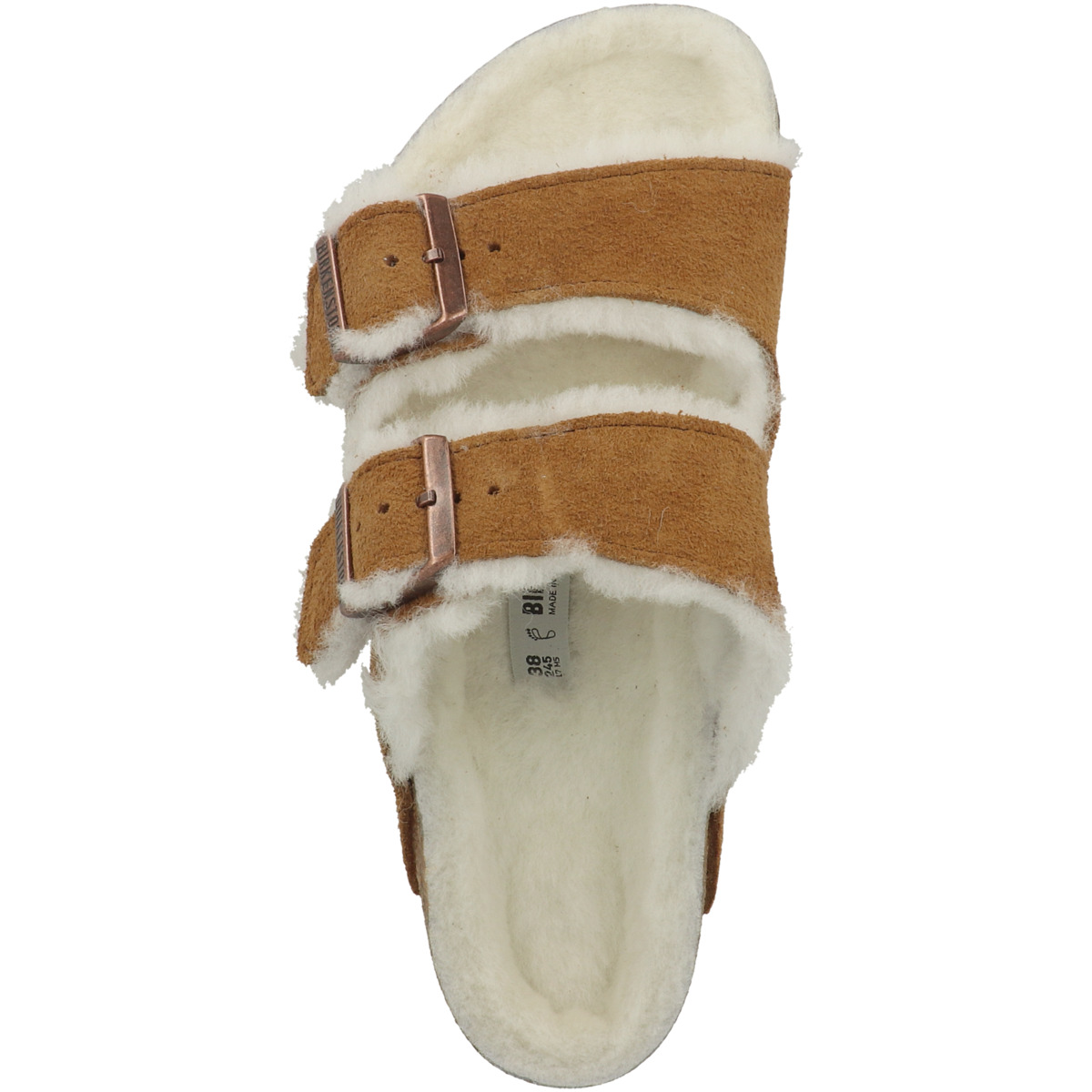 Birkenstock Arizona Lammfell Veloursleder Sandale normal hellbraun