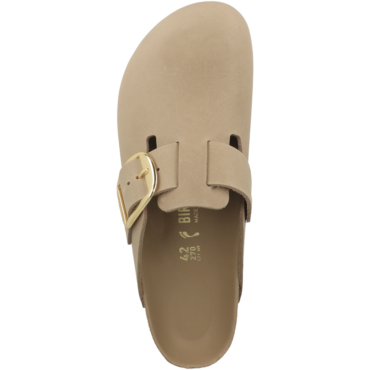 Birkenstock Boston Big Buckle Nubukleder geölt Clogs schmal hellbraun