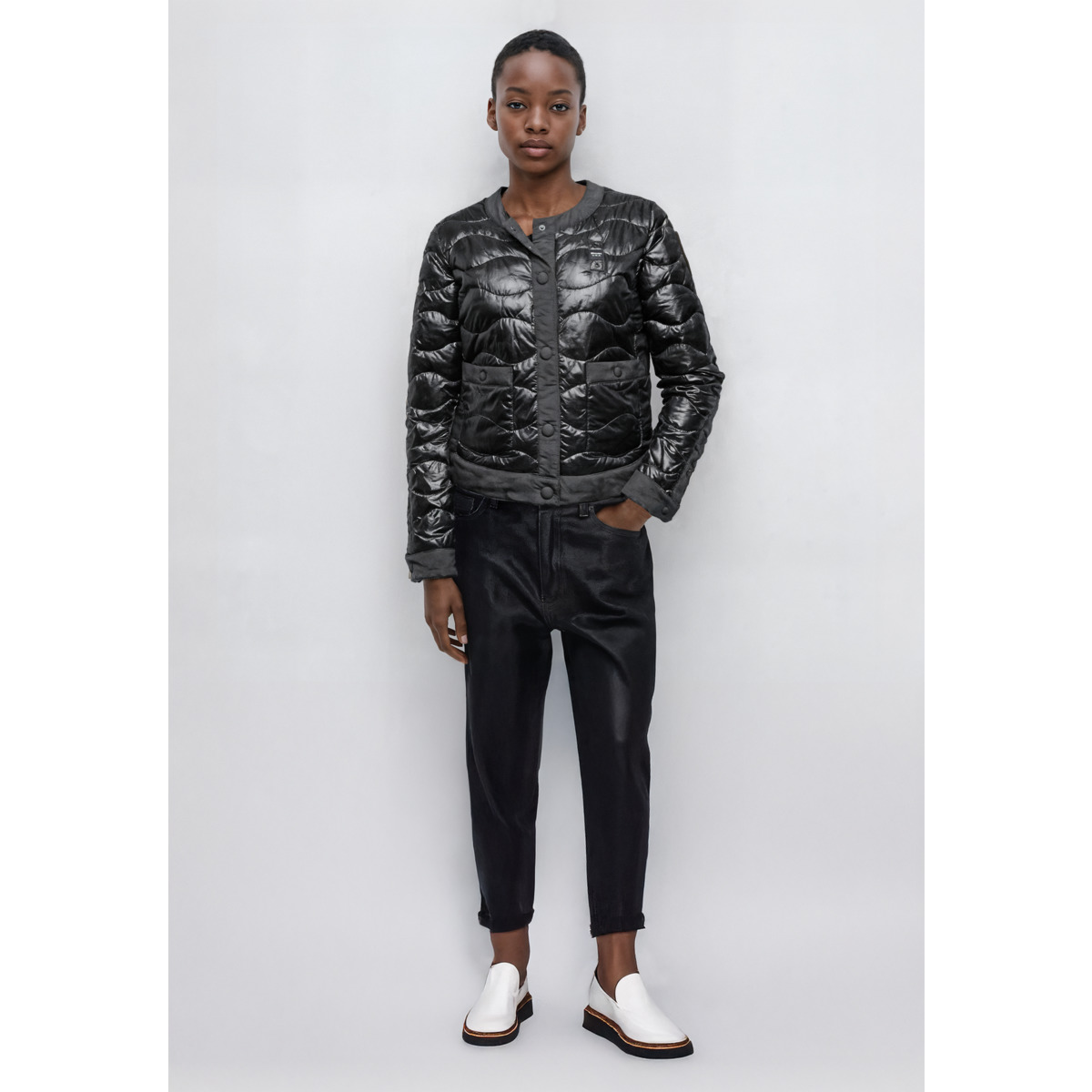 Blauer Hadley Steppjacke schwarz