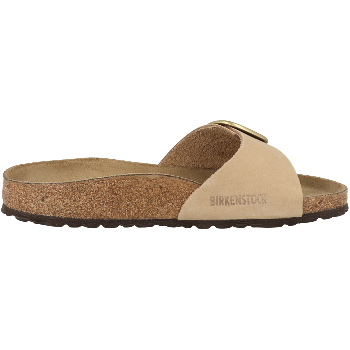 Birkenstock Madrid Big Buckle Nubukleder Sandale schmal hellbraun