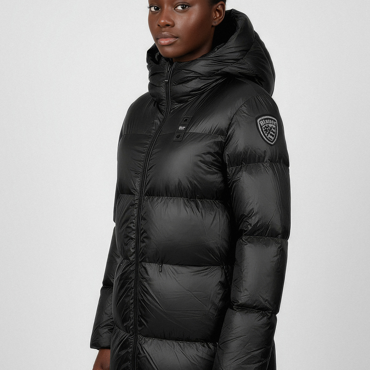 Blauer Celia Daunenmantel schwarz