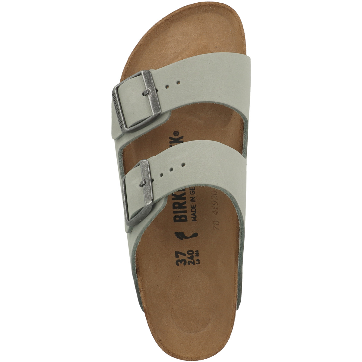 Birkenstock Arizona geöltes Nubukleder Sandale schmal gruen