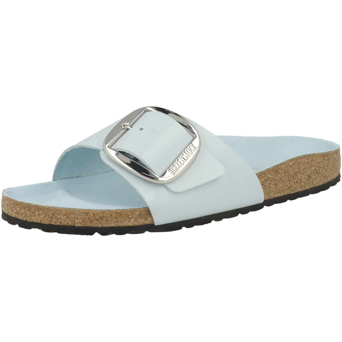 Birkenstock Madrid Big Buckle Naturleder Lack Sandale schmal hellblau