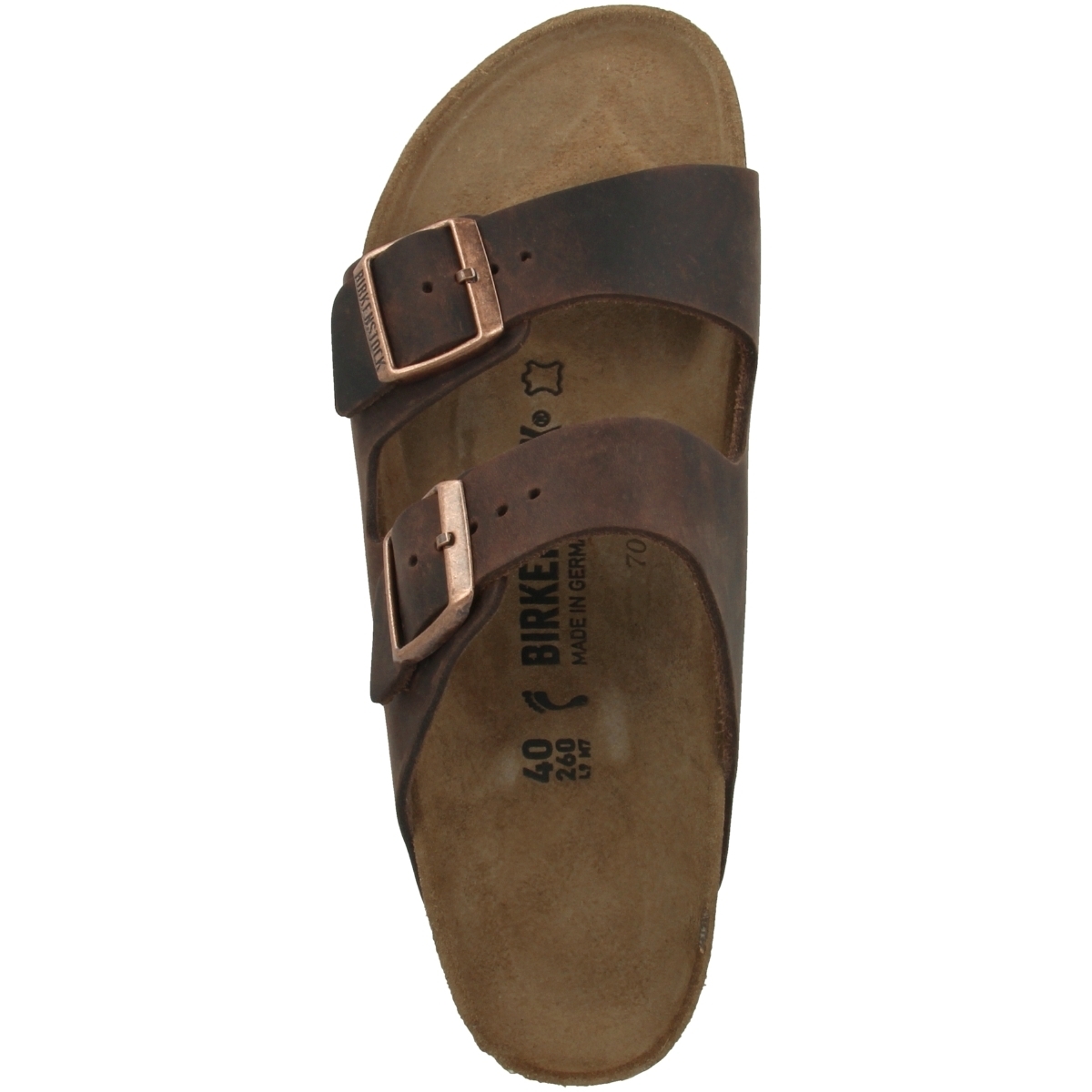 Birkenstock Arizona geöltes Nubukleder Sandale schmal braun