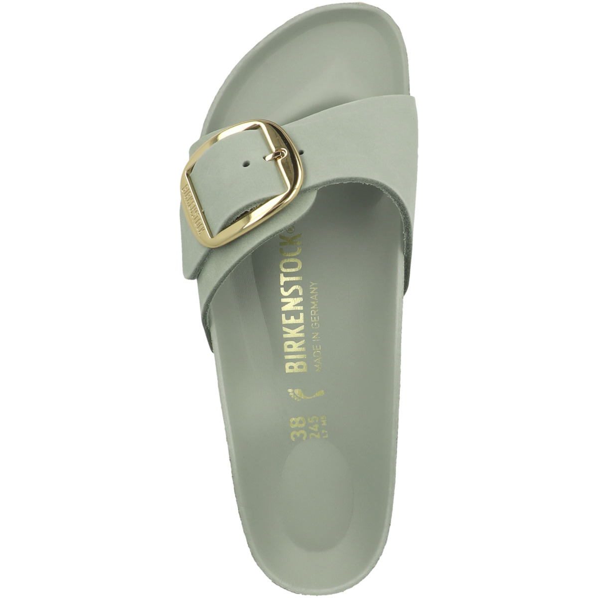 Birkenstock Madrid Big Buckle geöltes Nubukleder Sandale schmal hellgruen