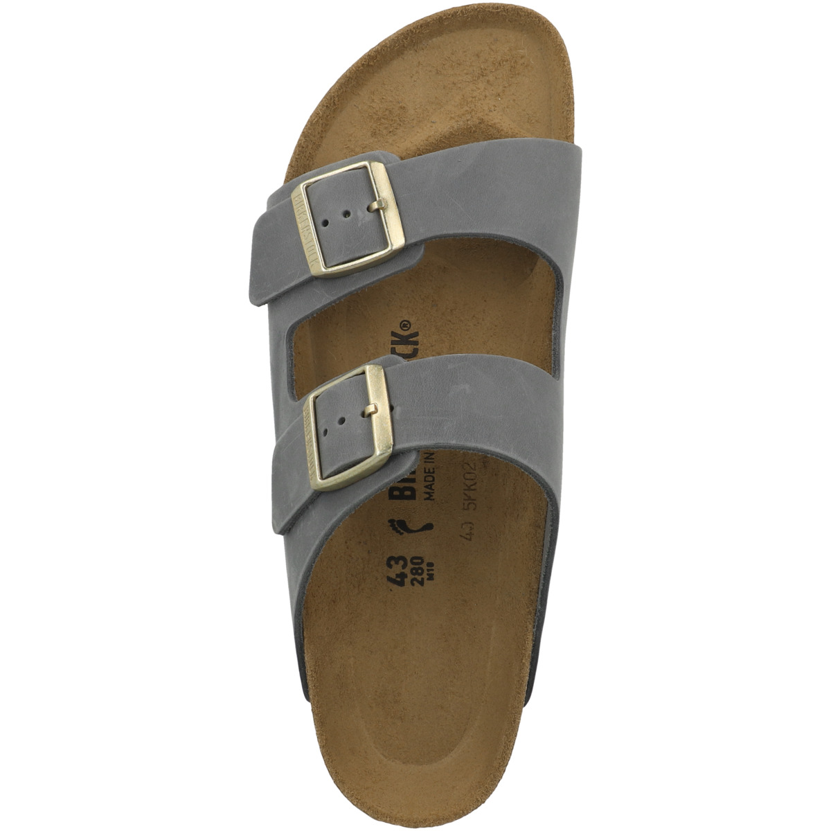 Birkenstock Arizona geöltes Nubukleder Sandale schmal grau
