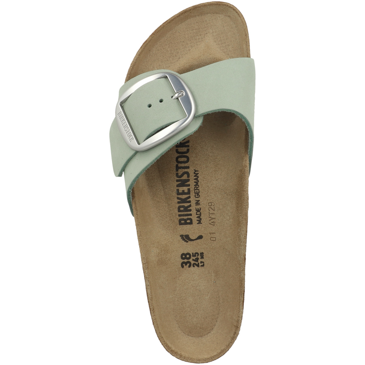Birkenstock Madrid Big Buckle Nubukleder Sandale schmal hellgrau
