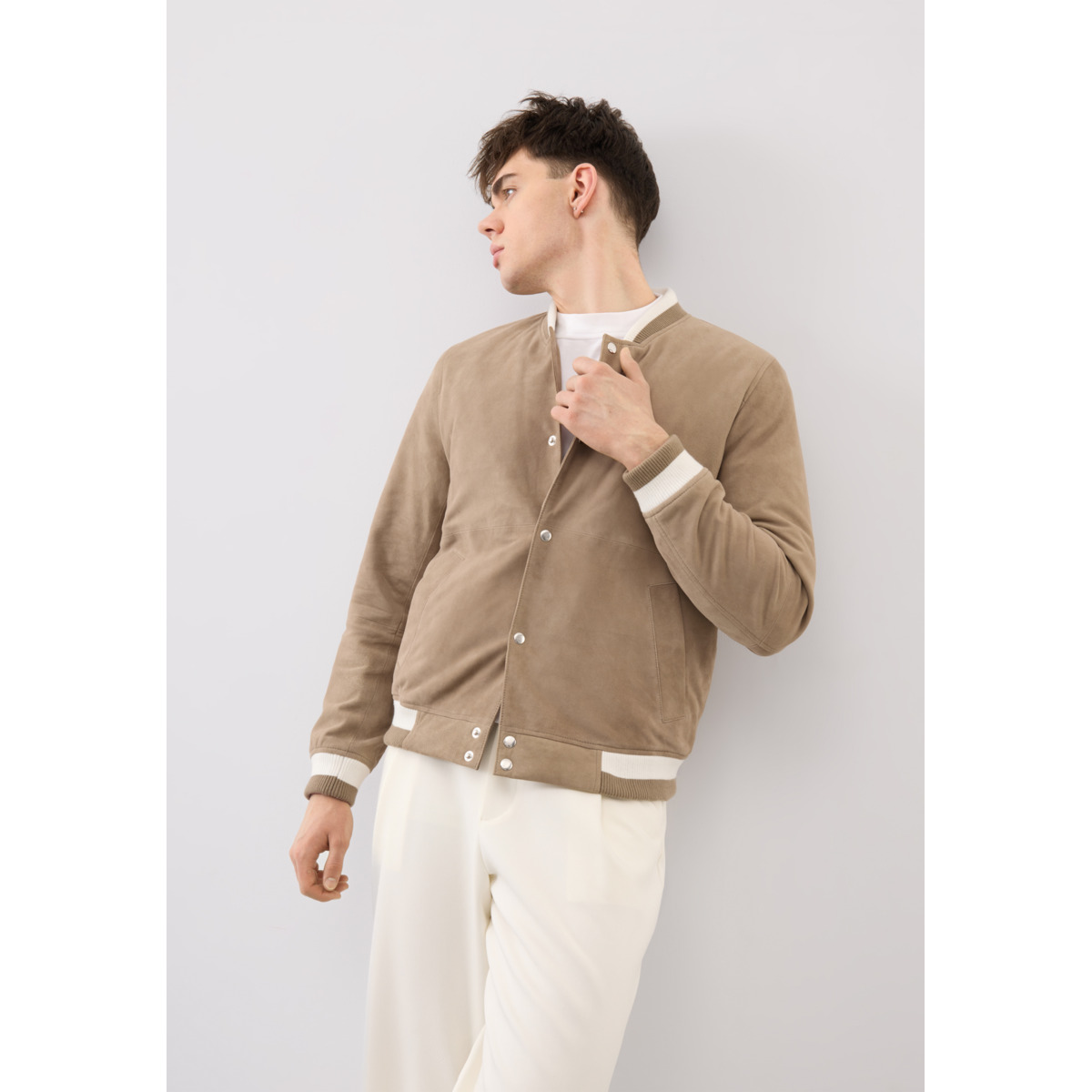 Bolongaro Trevor Ellis Bomber Lederjacke beige