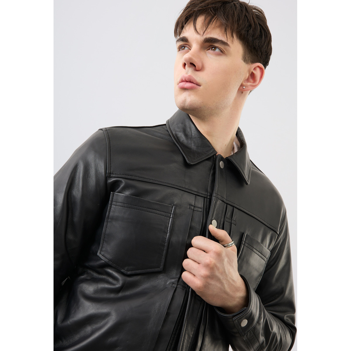 Bolongaro Trevor Felix Trucker Lederjacke schwarz