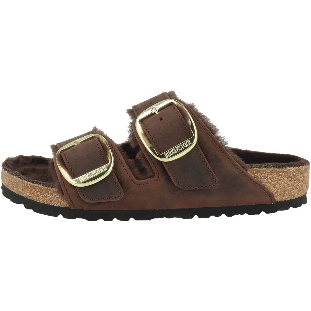 Birkenstock Arizona Big Buckle Lammfell geöltes Nubukleder Sandale normal dunkelbraun