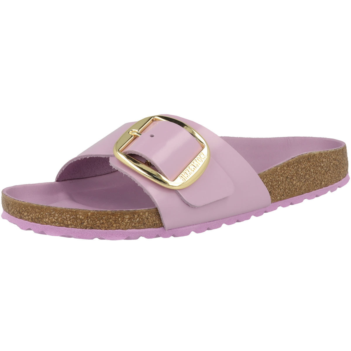 Birkenstock Madrid Big Buckle Gold Naturleder Lack Sandale schmal lila