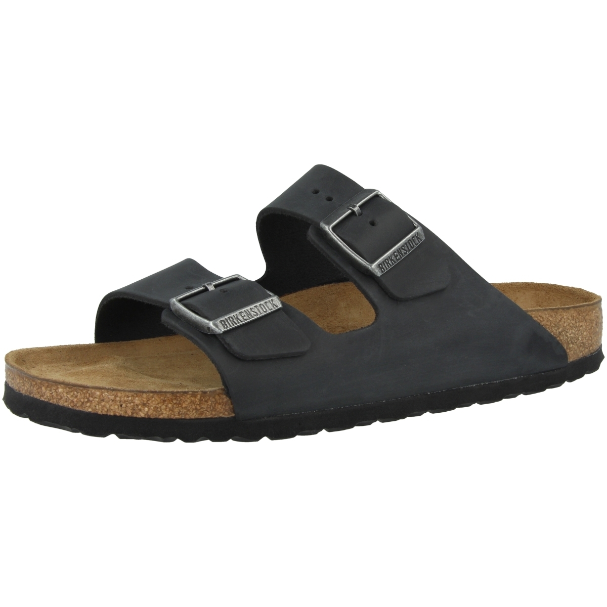 Birkenstock Arizona SFB geöltes Nubukleder Sandale Weichbettung schmal schwarz