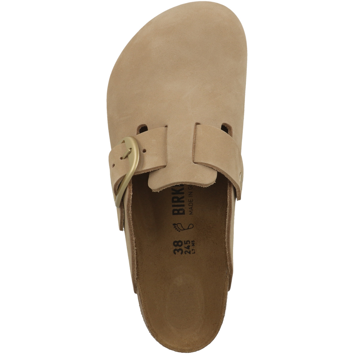 Birkenstock Boston Big Buckle Nubukleder Clogs normal beige
