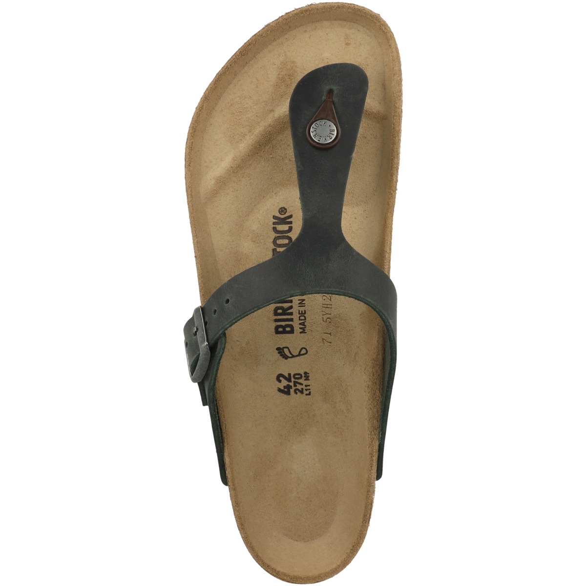 Birkenstock Gizeh geöltes Nubukleder Zehensandale normal gruen